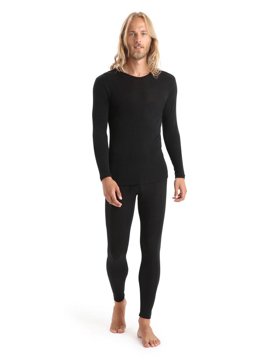 Black Icebreaker Merino 175 Everyday Long Sleeve Crewe Thermal Top Men's Base Layers | AU 1376KORI